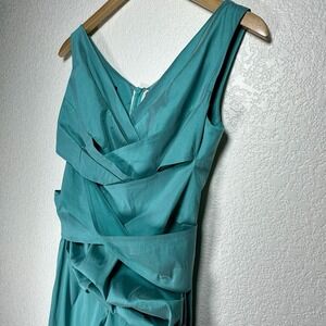 Talbot Runhof Designer‎ Dress Teal Ruched Draped Cocktail Party Germany 10/40